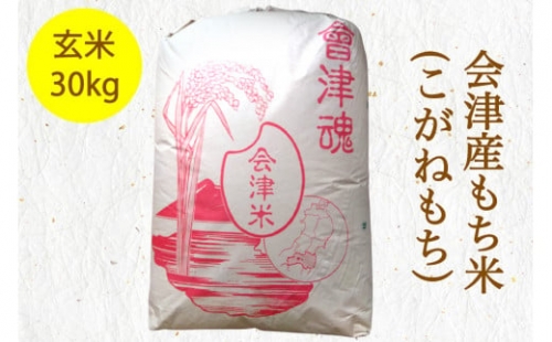 会津産もち米 (こがねもち) 玄米30kg｜令和5年産 新米 会津若松市 もちごめ ごはん [0282]