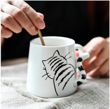 日本創意小貓陶瓷馬克杯 小兔子咖啡杯早餐牛奶杯水杯 99購物節