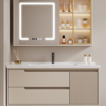 免運 開發票 浴室柜組合現代簡約衛生間輕奢智能一體盆洗手臉盆柜洗漱臺可定 快速出貨