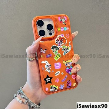 卡通动漫新款橙色殼 皮紋氣墊防摔 蘋果17 pro max i16 i11 i15 plus i13 14手機殼