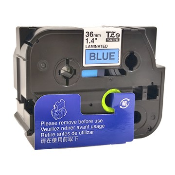 兄弟牌 36mm 標準護貝標籤帶 TZe-561  藍底黑字  8m