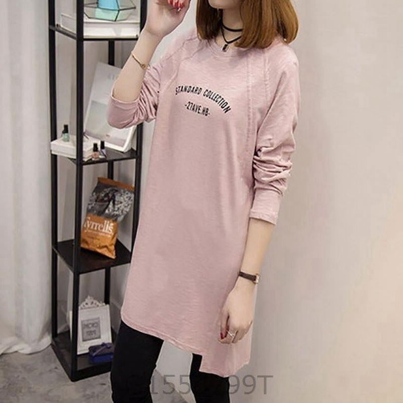 ロゴカットソー長袖ロング丈レディース秋冬春可愛いおしゃれファッションゆったり大きめ長めｔシャツロンt黒白ピンクトップス秋服 通販 Lineポイント最大get Lineショッピング