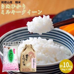 ふるさと納税 （発送日前日精米）ミルキークイーン（精米5kg）、きぬひかり（精米5kg） ※着日指定不可 和歌山県美浜町