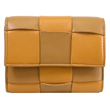 BOTTEGA VENETA 651372 拼色編織扣式零錢短夾.駝棕