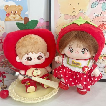 【娃衣-蘋果連體衣】20cm娃衣 20釐米娃衣棉花娃娃衣服毛絨玩具可愛童趣風蘋果連體衣番茄裙娃衣 娃娃衣服 娃娃裝 娃衣