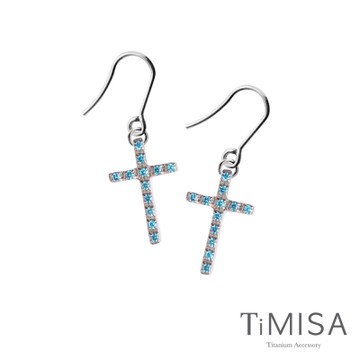 TiMISA《迷你彩鑽十字(S)》純鈦耳環一對(三色可選)
