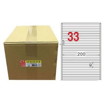 【龍德】LONGDER 三用電腦標籤 A4 33格 圓角 9*200mm白色1000張/箱 LD-8118-W-B(適用雷射、噴墨、影印)