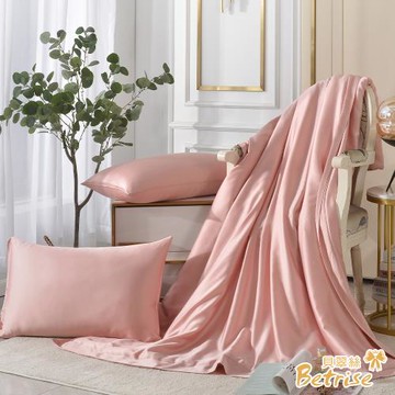 【Betrise】C量能系列 300織紗100%純天絲™光淬石墨烯鋪棉涼被/四季被5X6.5尺 芳華粉(一入)加碼贈同款枕套X2