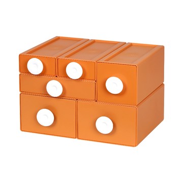 FL 生活+ 撞色桌上收納盒 小資6件組  1.16kg  艷陽橘  1組