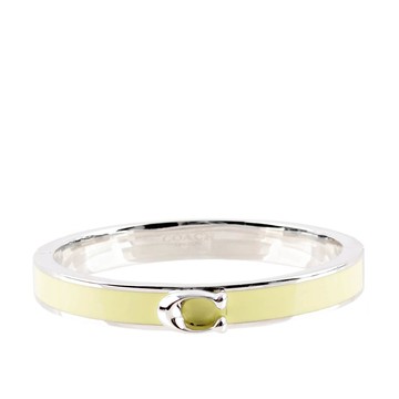 COACH C Logo 釦式不可調手環/銀色/淺萊姆綠