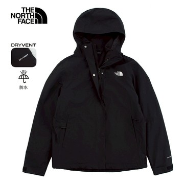 The North Face北面女款黑色DryVent防水透氣抓絨內裡三合一外套｜8CK3JK3
