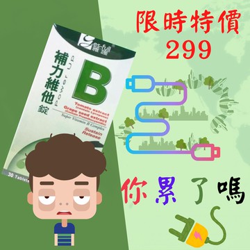 《假日特惠↓下殺只要299》補力維他B錠 高單位B群 持續錠 30粒/瓶 (原價550)