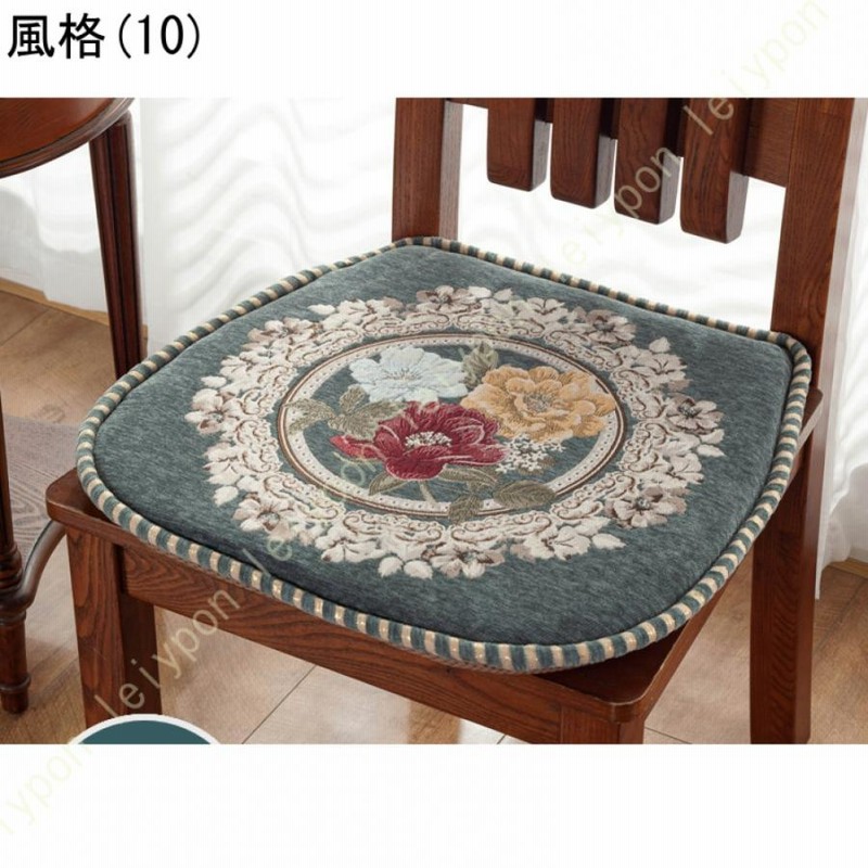 トパーズ様　シェニールダイニングシートきクッション　グリーン　4枚セット トパーズ様シェニールダイニングシートきクッショングリーン4枚