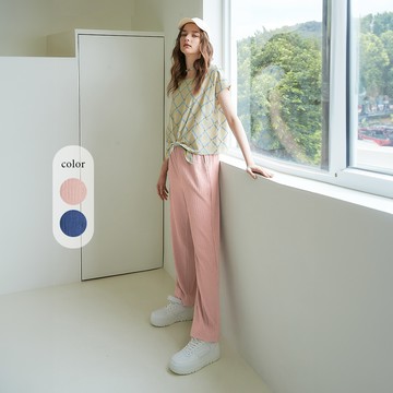 OUWEY歐薇 甜美慵懶側口袋壓紋長褲(兩色；S-L)3232136506