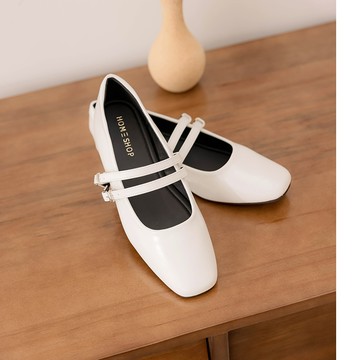 【初秋新品】HS 方頭內增高瑪莉珍鞋 白色