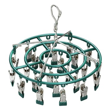 小綠豆居家百貨 不鏽鋼防滑防風衣夾 24夾 360度旋轉  綠色  1個