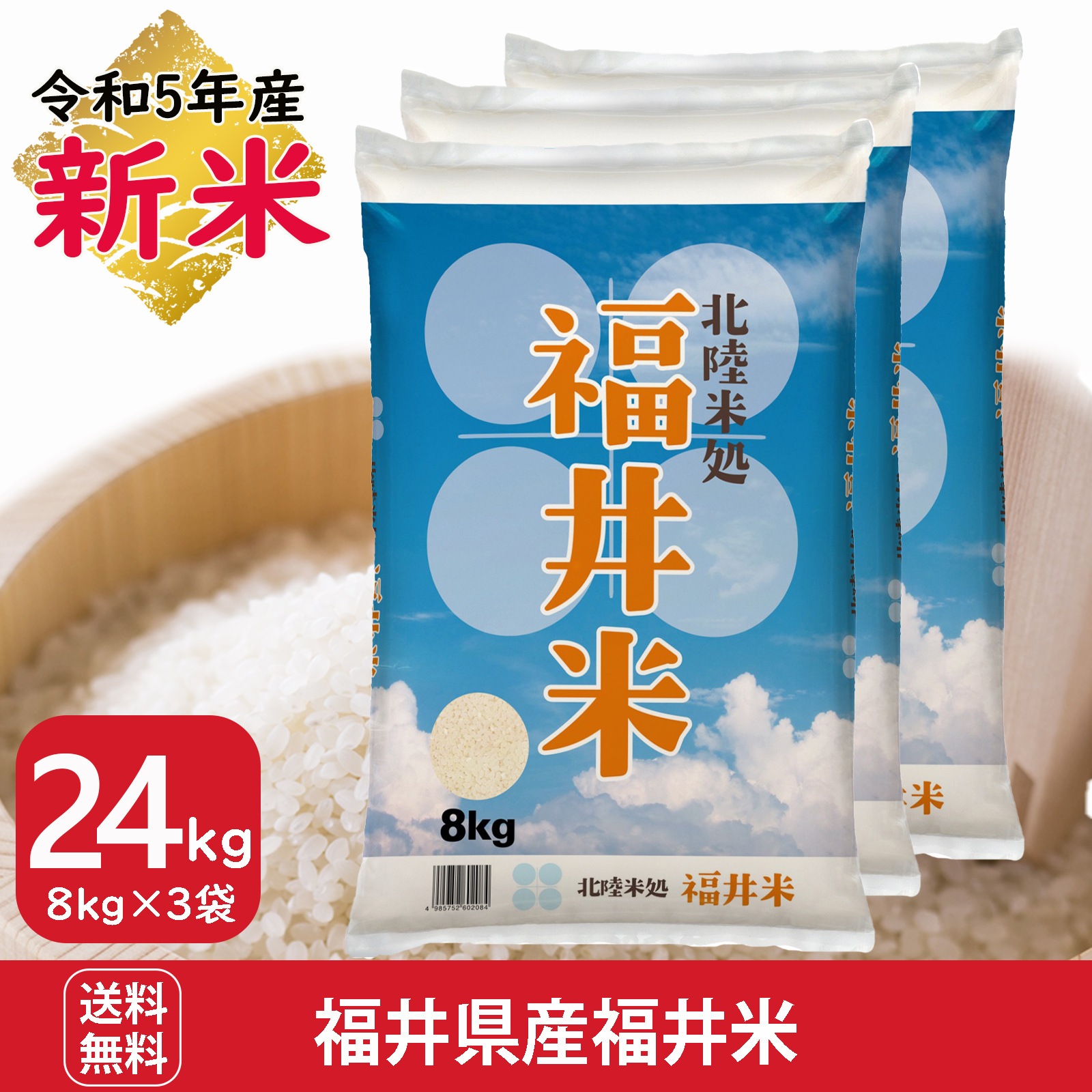 新米 福井県産福井米24kg(8kg3袋) 白米 北陸米処 令和5年産