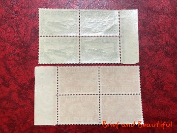 德國 飛機 首套航空票 郵政號角 四方連 1919年 郵票