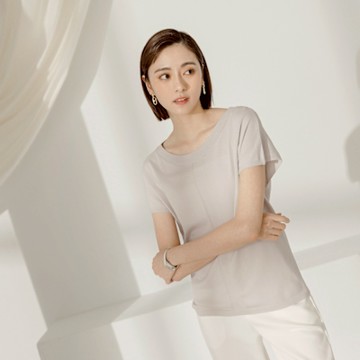 OB嚴選-涼爽針織圓領落肩上衣