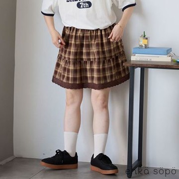 〚ehka sopo〛多種圖樣下襬蕾絲層次感短裙