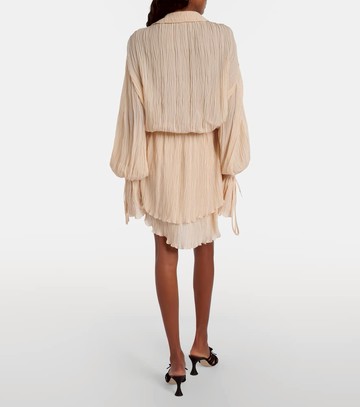 Blumarine Lace-trimmed plissé georgette minidress