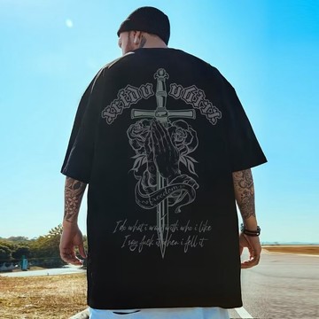 M-8XL 潮牌印花短T 日系 寬鬆 短袖T恤 情侶t 大尺碼 印花t 五分袖 短袖男 男t 男生T恤（D2092）
