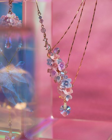 濤 - 繡球葉脈不對稱項鍊