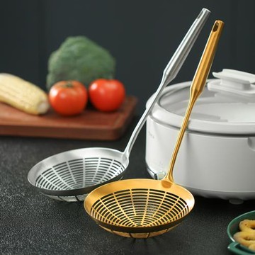 304不銹鋼漏勺創意撈面勺加厚大漏勺家用廚房大號火鍋過濾湯漏勺