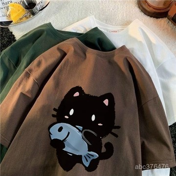 短袖T恤女款 白色內搭 設計感小眾 韓版寬鬆 夏季女裝 純棉上衣 印花T 短袖上衣ins潮