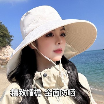 桃園出貨✨新款季防曬遮陽帽太陽帽女夏護頸遮臉漁夫帽防紫外線頭部防護帽子