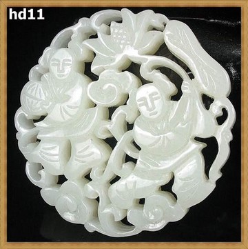 羊脂白玉 籽料和闐玉 和闐白玉 名家精雕如意童子鏤空墬子(非A貨退錢)-開運避邪投資增值【附鑑定書】【奇珍館】hd11