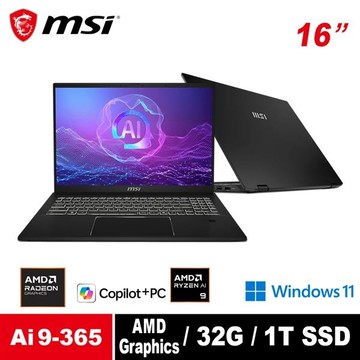 微星 MSI Summit A16 AI+ A3HMTG-017TW 16吋觸控筆電(AI9-365/32G/1T/Win11P)