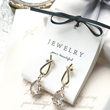 水滴型水晶垂墜耳環 母親節禮物 結婚禮物 姊妹禮物