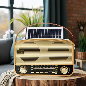 工廠跨境復古多波段插卡太陽能收音機 藍牙插卡播放器  2450BTS【宜家良品百貨】