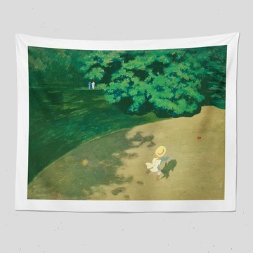 童真郊游小孩畫藝術掛布 ins網紅墻布宿舍臥室小清新裝飾布背景布