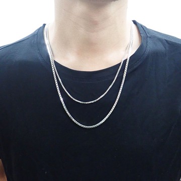 【比法一生】純銀項鍊-威尼斯鍊(方格鍊)  925純銀手作銀飾