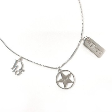 【日本直送 中古美品】Christian Dior 項鍊 CD Logo 星星 飾牌 金屬 銀色 古董飾品