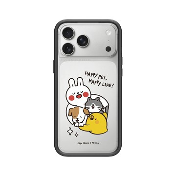 iPhone 17 Pro Max Mod NX -邊框背蓋組合 (相機按鈕) 黑 - 懶散兔與啾先生 Lazy Rabbit and Mr.Chu - Happy pet Happy life