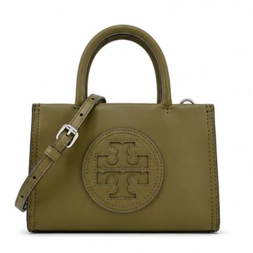 TORY BURCH ELLA BIO縫線皮革兩用托特包(迷你/橄欖綠)