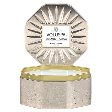 VOLUSPA 金黃菸草 3芯八角形錫蠟燭 340g 香氛蠟燭 家居香氛  1件