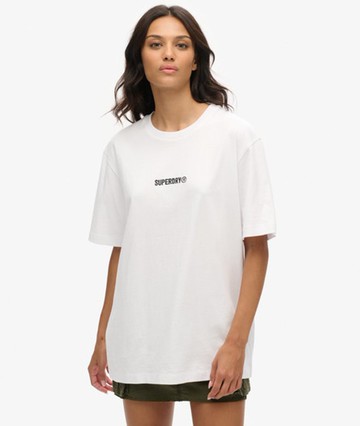 Superdry Women's Oversized Micro Logo Graphic T-shirt White Size: XL