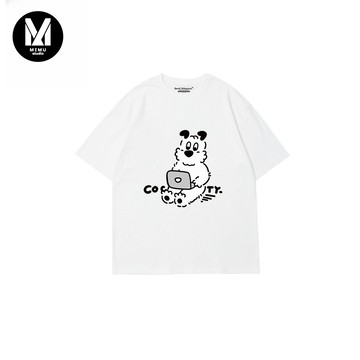 【MiMU】有貨 100%純棉 復古短袖T恤女 夏天衣服 女上衣 衣服女 可愛衣服 韓系寬鬆上衣 男生上衣 情侶潮牌短T