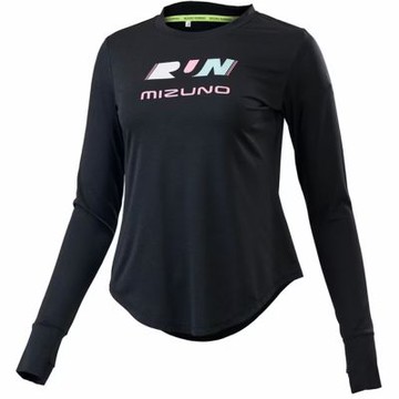 MIZUNO 美津濃 長袖上衣 女 訓練 路跑 吸濕排汗 黑 J2TAC73409