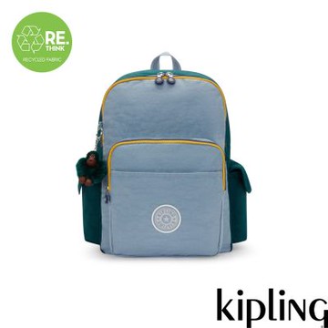 Kipling (網路獨家款)藍底撞色拼接多收納大容量後背包-HOCTOR