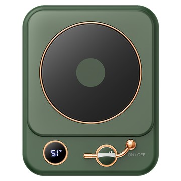 ANTIAN 智能數位顯示恆溫杯墊 55/65/75度 三檔溫度 重力感應加熱暖杯墊 110V 綠色 原廠保固  1個