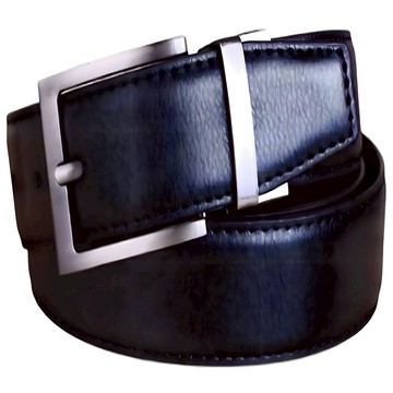 本革職人 男仕時尚簡約精選雙面旋轉 熱銷馬蹄造型針扣式真皮皮帶  黑色 + 棕色  115cm