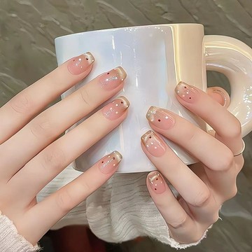 🎀台灣出貨🎀 彩色波點貓眼手工穿戴甲短款高級感裸色美甲2024新年款假指甲貼片