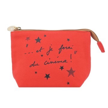 agnes b.to b.帆布化妝包-文字紅