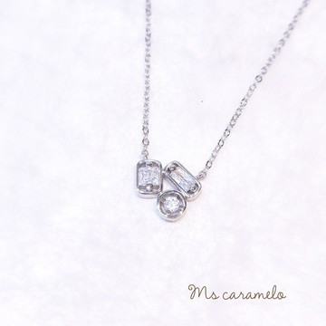 【焦糖小姐 Ms caramelo】925純銀鍍K白 繁星鋯石項鍊