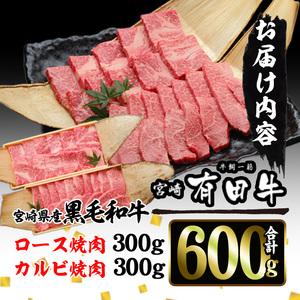 ふるさと納税 宮崎黒毛和牛焼肉セット(ロース・カルビ各300g) 宮崎県日之影町